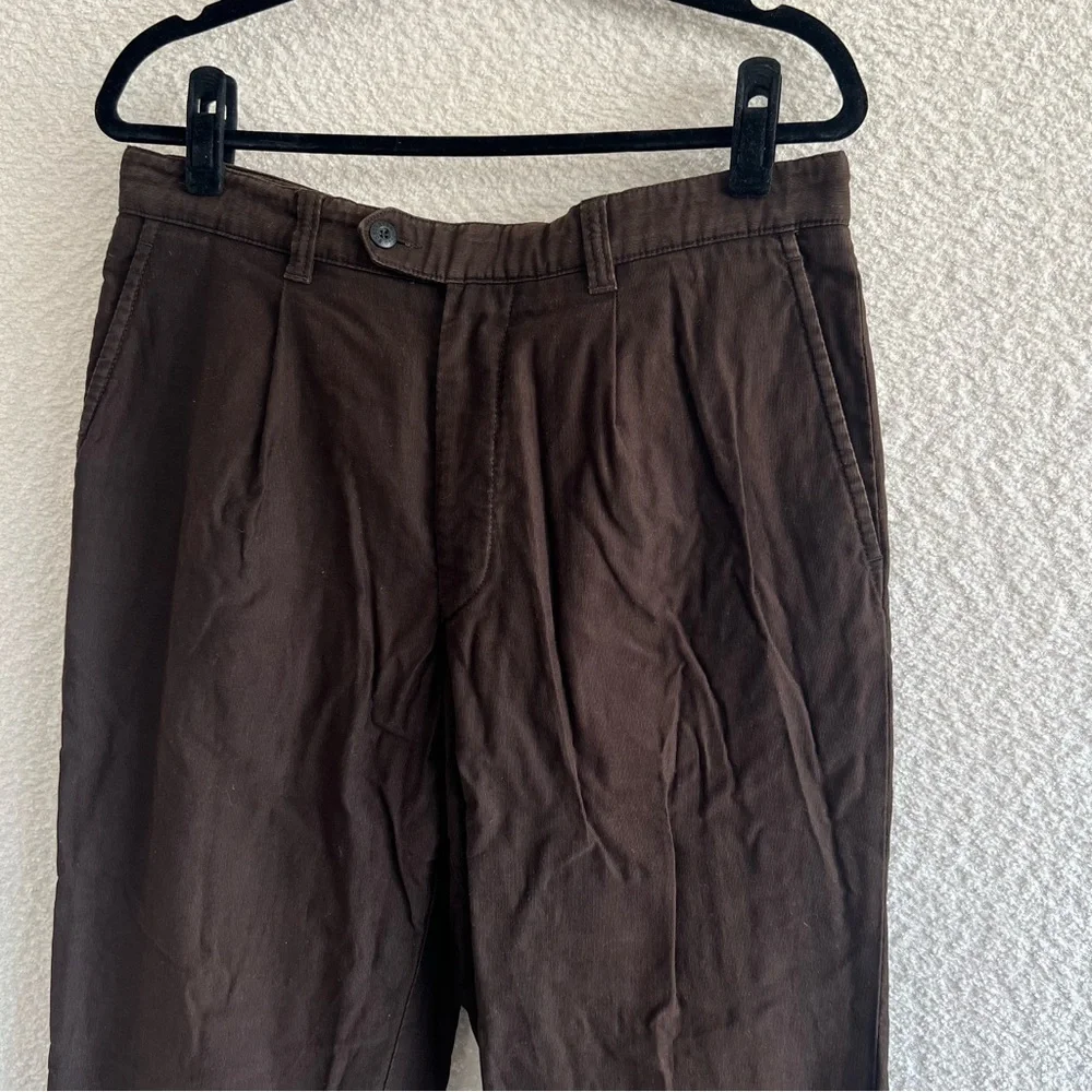 Hugo Boss Men’s Corduroy Cotton Brown Trousers‎ Mitchel Pleated Pants Size 34R